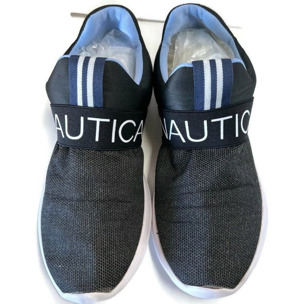 Nautica sneakers slip on shoes, size 9.5, blue/ black